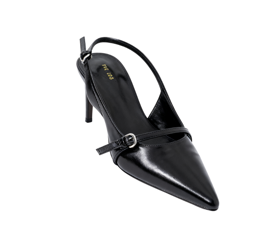 Korean pointed-toe thin-strap backless kitten heels