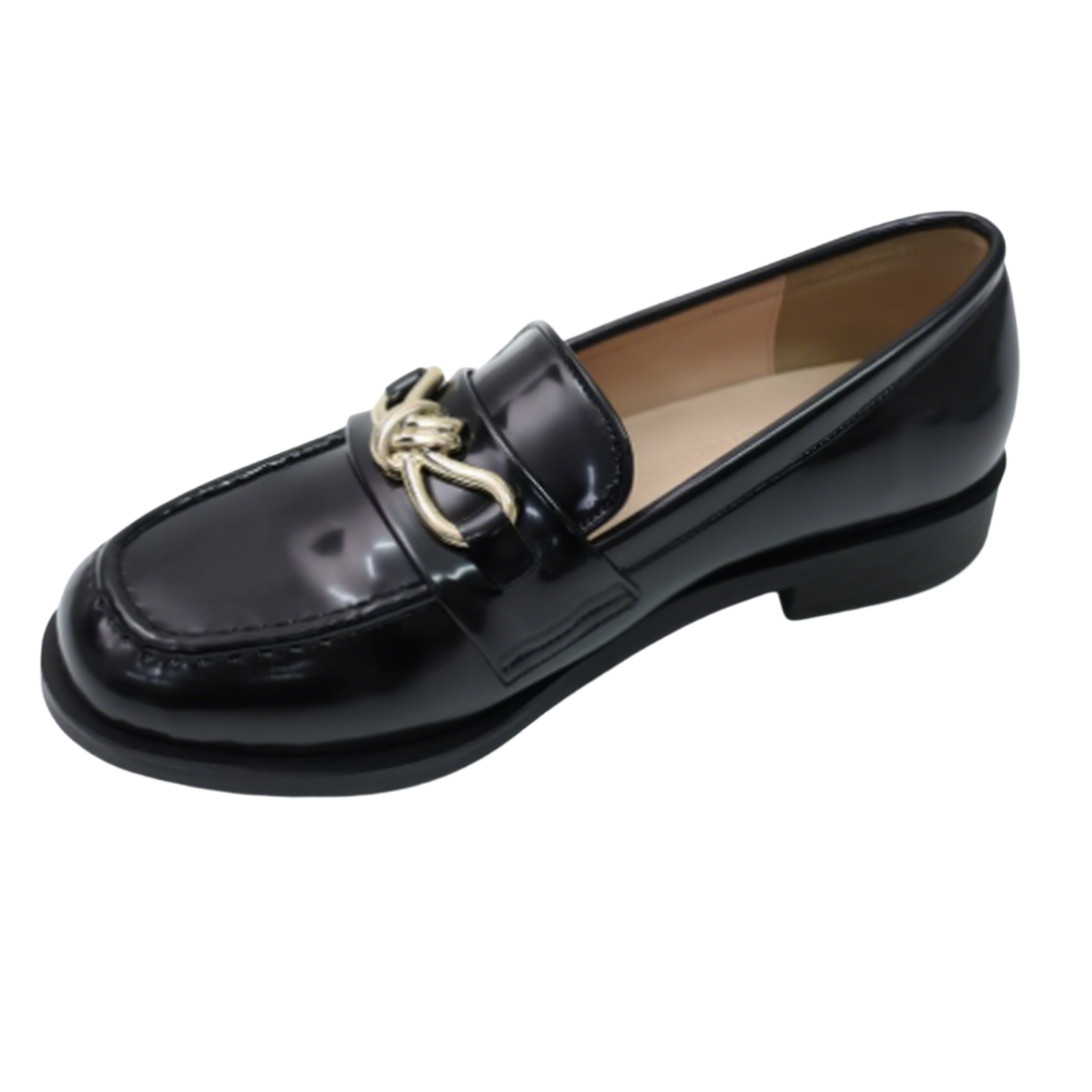 Korean Patent Leather Knot Loafers