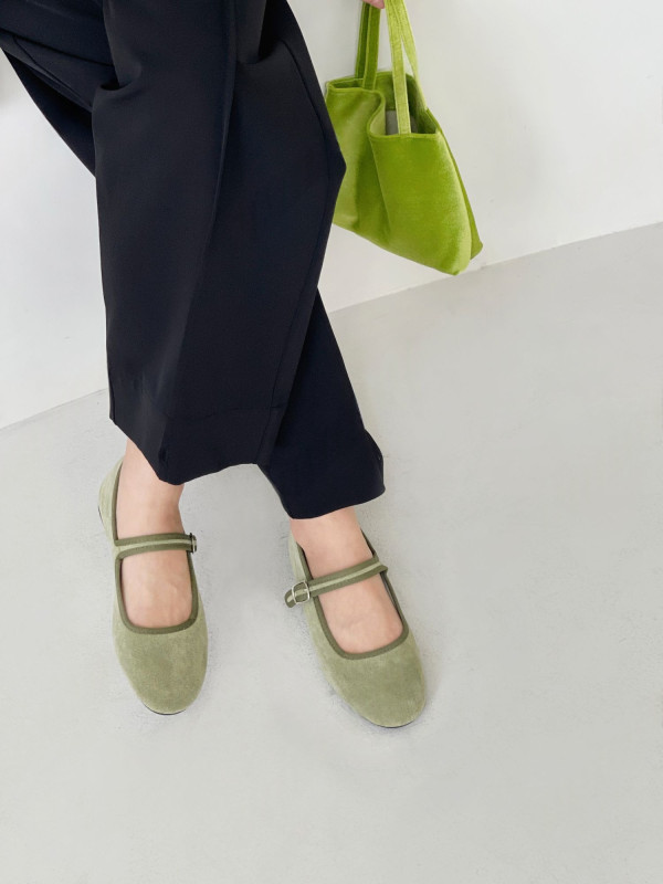 Suede Mary Jane Strap Flat Shoes