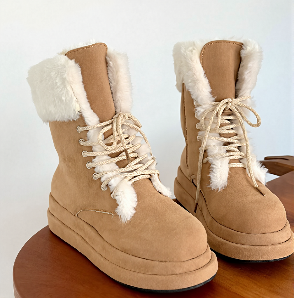 Suede Lined Mid-Boots Cozy Warm 5cm jh a08 Padded Vest
