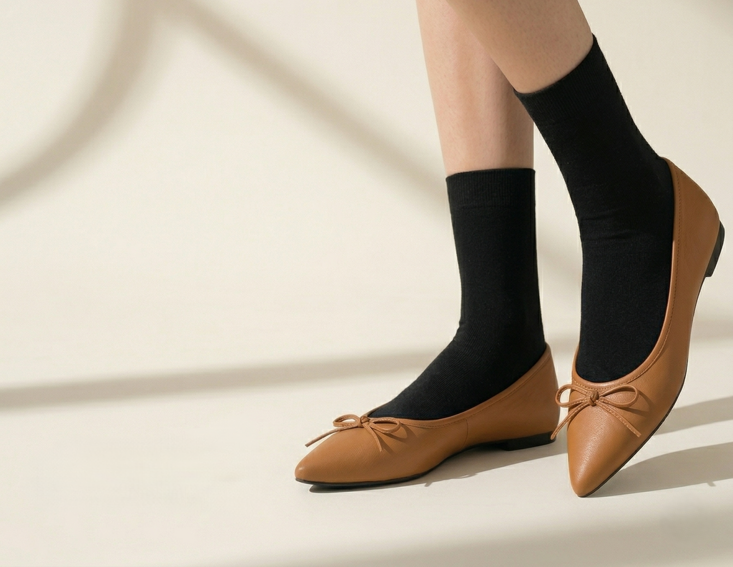 Cowhide Ribbon Square Toe Flat Shoes sb 902