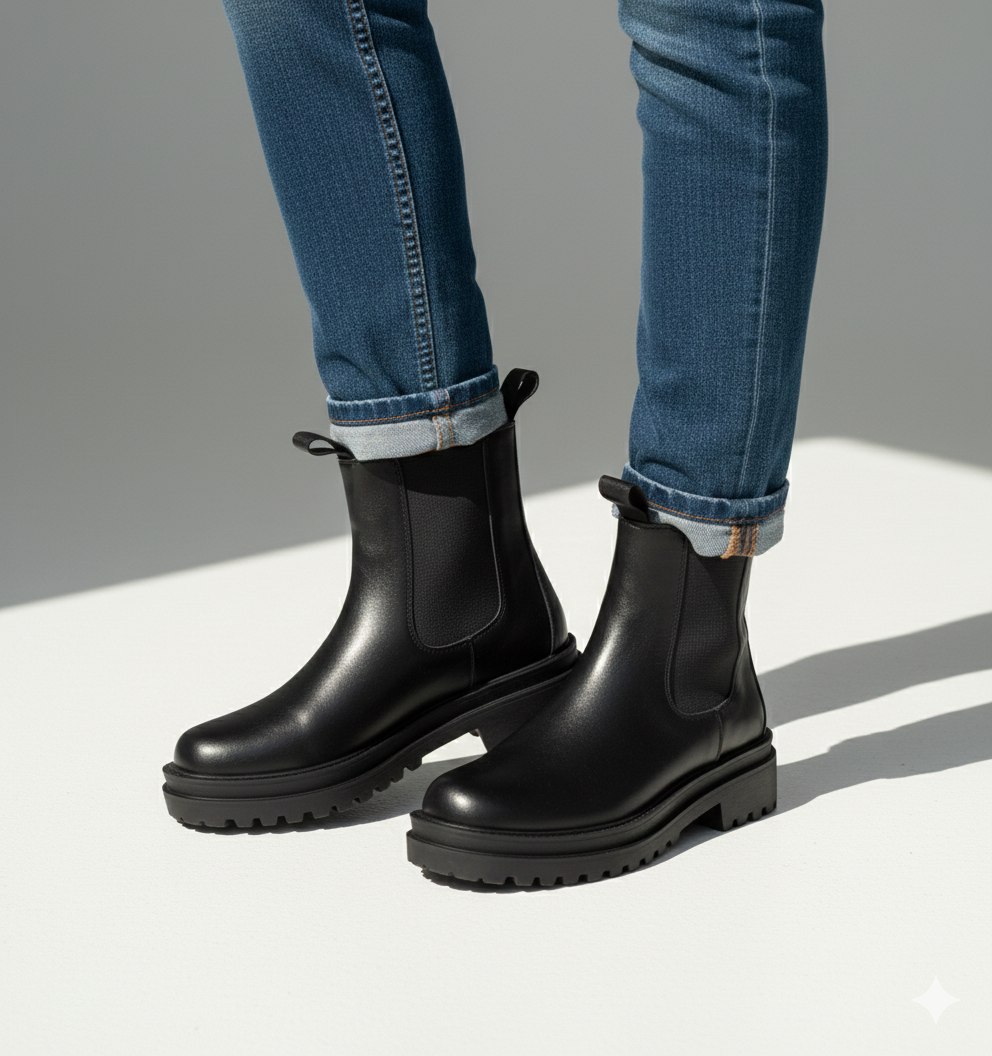 Round Toe 5CM Height Increasing Chelsea Mid Boots BMD99