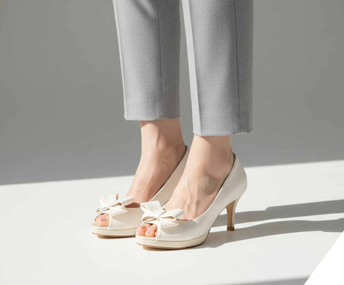 SEN-7007 Ribbon Toe-Open Wedding Heels